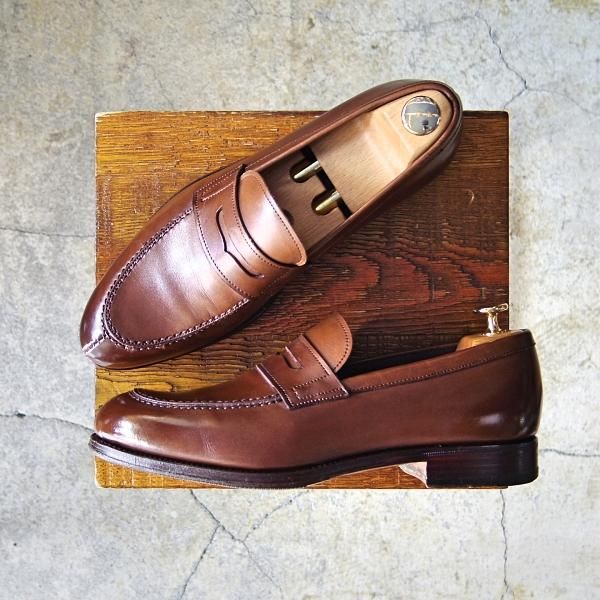 極上★(スペイン製)カルミナ SIZE 6.5【定価￥72,600-★コインローファー/923】FORESTラスト/カーフ/MARRON/濃茶/メンズ/CARMINA★f220