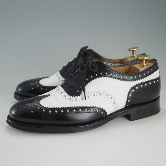 極上★チャーチ 65G/UK6.5【貴重100ラスト★スペクテイターシューズ/BARLOW】4都市ロゴ/フルブローグ/黒×白/メンズ/Church's★f221