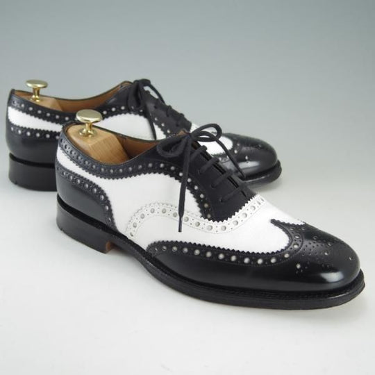 極上★チャーチ 65G/UK6.5【貴重100ラスト★スペクテイターシューズ/BARLOW】4都市ロゴ/フルブローグ/黒×白/メンズ/Church's★f221