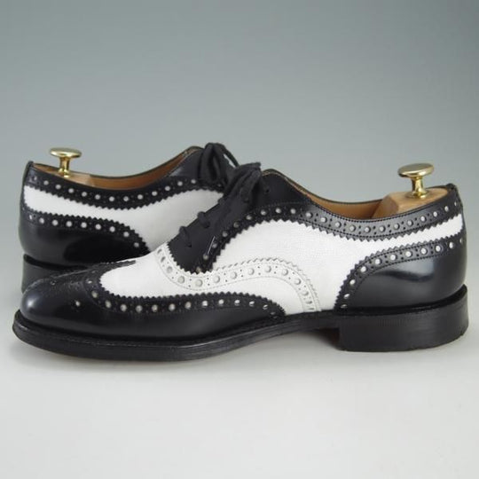 極上★チャーチ 65G/UK6.5【貴重100ラスト★スペクテイターシューズ/BARLOW】4都市ロゴ/フルブローグ/黒×白/メンズ/Church's★f221