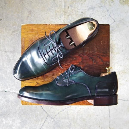 美品★(スペイン製)MEERMIN/メルミン 7EE【貴重★深緑/コードバン仕様/グリーン】10050/プレーントゥ/メンズ★f251