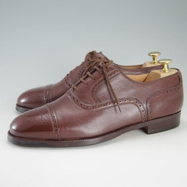 極美品★(伊)タニノクリスチー SIZE 6.5【定価10万以上★セミブローグ/126591】グレインレザー/濃茶/メンズ/TANINO CRISCI★f252