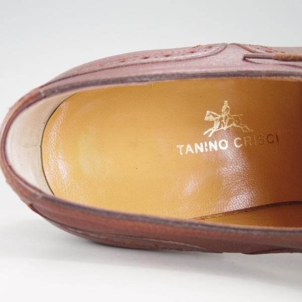極美品★(伊)タニノクリスチー SIZE 6.5【定価10万以上★セミブローグ/126591】グレインレザー/濃茶/メンズ/TANINO CRISCI★f252