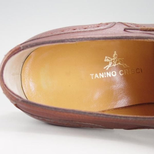極美品★(伊)タニノクリスチー SIZE 6.5【定価10万以上★セミブローグ/126591】グレインレザー/濃茶/メンズ/TANINO CRISCI★f252