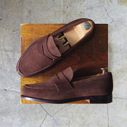 極美品★(英)ダンヒル SIZE 39【グッドイヤーウェルテッド製法★コインローファー/スエード】濃茶/メンズ/dunhill★f253