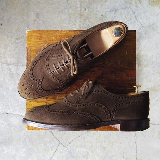 極上★チャーチ 8D/UK7.5程度【貴重★アンテロープ革/REAL CAPE BUCK/旧チャーチ】3都市ロゴ/149ラスト/フルブローグ/濃茶/Church's★f257