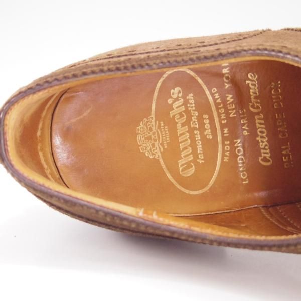 極上★チャーチ 8D/UK7.5程度【貴重★アンテロープ革/REAL CAPE BUCK/旧チャーチ】3都市ロゴ/149ラスト/フルブローグ/濃茶/Church's★f257