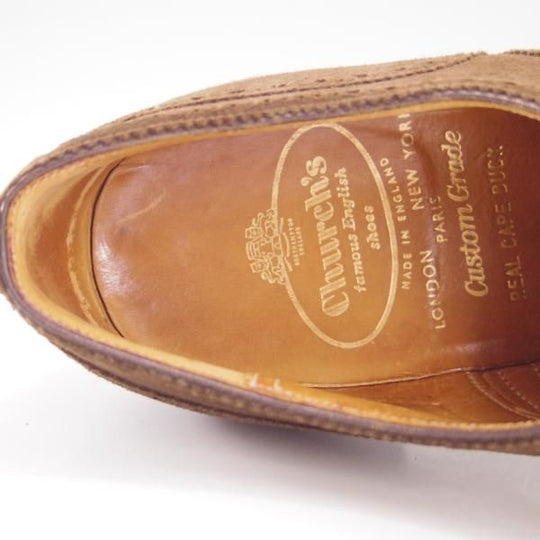 極上★チャーチ 8D/UK7.5程度【貴重★アンテロープ革/REAL CAPE BUCK/旧チャーチ】3都市ロゴ/149ラスト/フルブローグ/濃茶/Church's★f257