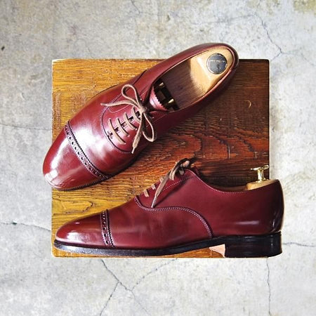 極上★クロケット&ジョーンズ 6E【★(英)ポールセンスコーン別注/Poulsen Skone】パンチドキャップトゥ/カーフ/赤茶/Crockett&Jones★f260