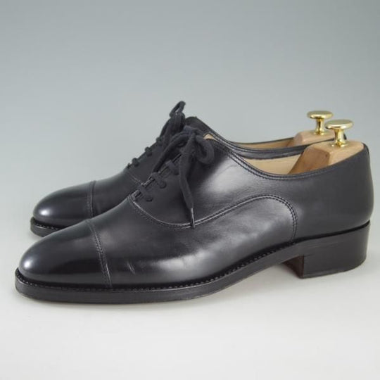 美品★(伊)タニノクリスチー SIZE 7【貴重★グッドイヤーウェルテッド製法/ストレートチップ】121006/カーフ/黒/TANINO CRISCI★f263