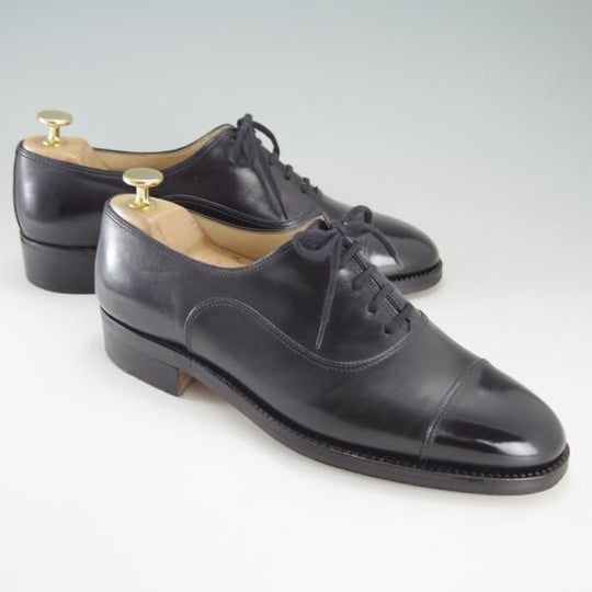 美品★(伊)タニノクリスチー SIZE 7【貴重★グッドイヤーウェルテッド製法/ストレートチップ】121006/カーフ/黒/TANINO CRISCI★f263