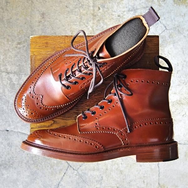 美品★トリッカーズ SIZE 8【定価￥88,000-★STOW/ストウ/5634】カントリーブーツ/マロンアンティーク/カーフ/茶/メンズ/Tricker's★f267