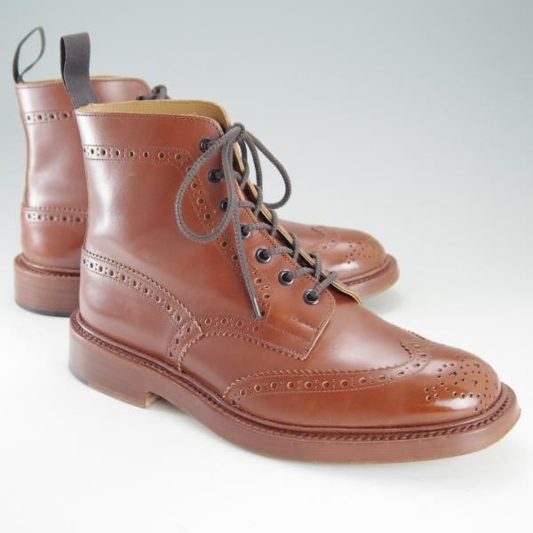 美品★トリッカーズ SIZE 8【定価￥88,000-★STOW/ストウ/5634】カントリーブーツ/マロンアンティーク/カーフ/茶/メンズ/Tricker's★f267
