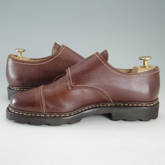 美品★パラブーツ SIZE 6【貴重★旧ロゴ/WILLIAM/ウィリアム】マルシェソール/ダブルモンク/グレインレザー/茶/Paraboot★f274