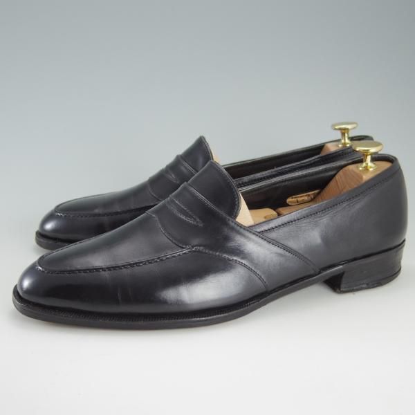 ★(英)ジョージ・クレバリー UK9程度【ビスポーク品★現在の製作費80万円以上/コインローファー】カーフ/黒/メンズ/GEORGE CLEVERLEY★f275
