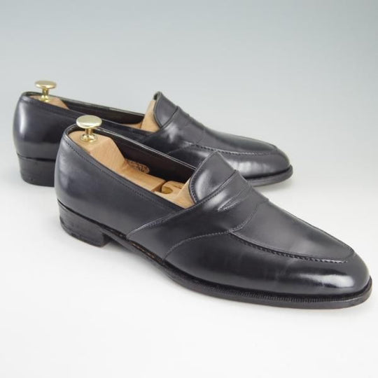 ★(英)ジョージ・クレバリー UK9程度【ビスポーク品★現在の製作費80万円以上/コインローファー】カーフ/黒/メンズ/GEORGE CLEVERLEY★f275