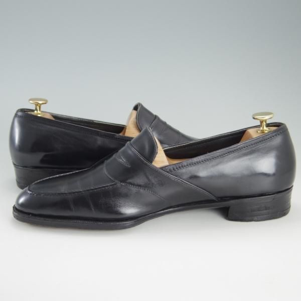 ★(英)ジョージ・クレバリー UK9程度【ビスポーク品★現在の製作費80万円以上/コインローファー】カーフ/黒/メンズ/GEORGE CLEVERLEY★f275