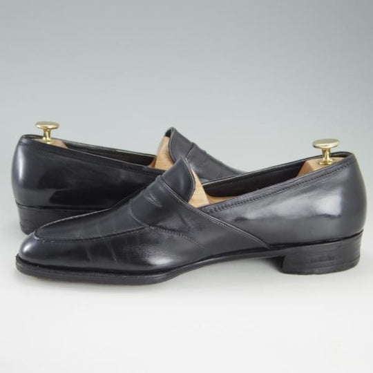 ★(英)ジョージ・クレバリー UK9程度【ビスポーク品★現在の製作費80万円以上/コインローファー】カーフ/黒/メンズ/GEORGE CLEVERLEY★f275