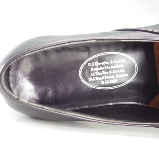 ★(英)ジョージ・クレバリー UK9程度【ビスポーク品★現在の製作費80万円以上/コインローファー】カーフ/黒/メンズ/GEORGE CLEVERLEY★f275