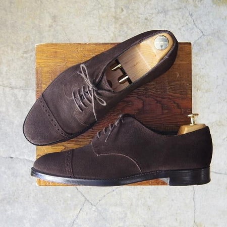 美品★(英)チーニー 8.5F【モデル定価￥78,100-★パンチドキャップトゥ/ASTWELL】1886ラスト/スエード/濃茶/メンズ/CHEANEY★f279