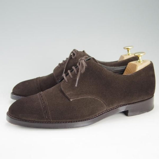 美品★(英)チーニー 8.5F【モデル定価￥78,100-★パンチドキャップトゥ/ASTWELL】1886ラスト/スエード/濃茶/メンズ/CHEANEY★f279