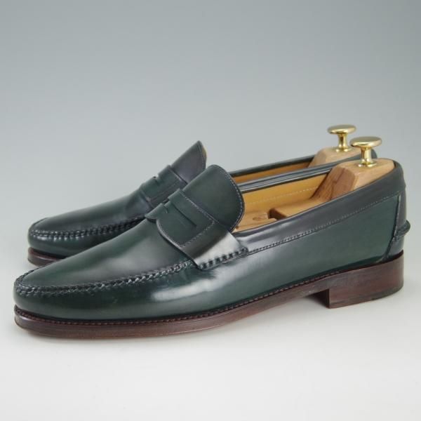 美品★(スペイン製)MEERMIN/メルミン SIZE 6【貴重★コードバン/深緑/グリーン】コインローファー/メンズ★f290