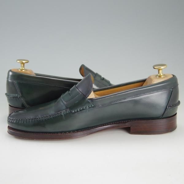 美品★(スペイン製)MEERMIN/メルミン SIZE 6【貴重★コードバン/深緑/グリーン】コインローファー/メンズ★f290