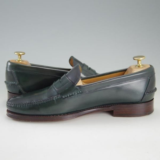 美品★(スペイン製)MEERMIN/メルミン SIZE 6【貴重★コードバン/深緑/グリーン】コインローファー/メンズ★f290