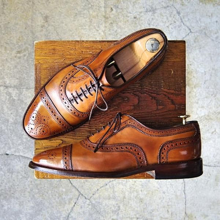 極上★(米)アレンエドモンズ 7.5E【定価￥75,900-★Strand/ストランド】セミブローグ/カーフ/茶/メンズ/ALLEN EDMONDS★f297