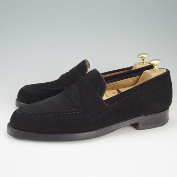 ★(英)チーニー 8.5F【貴重★ブルックスブラザーズ別注/Brooks Brothers】5203ラスト/コインローファー/スエード/黒/メンズ/CHEANEY★f304