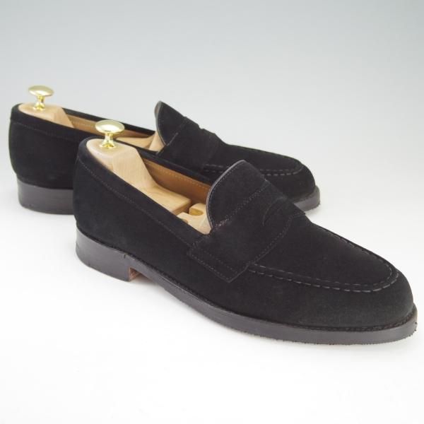 ★(英)チーニー 8.5F【貴重★ブルックスブラザーズ別注/Brooks Brothers】5203ラスト/コインローファー/スエード/黒/メンズ/CHEANEY★f304