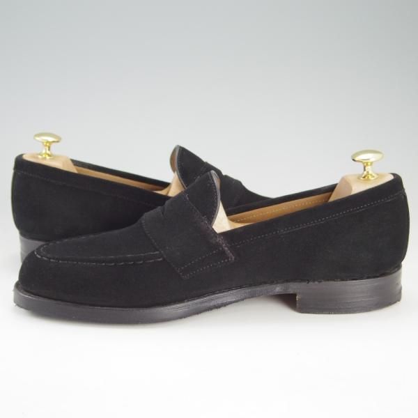 ★(英)チーニー 8.5F【貴重★ブルックスブラザーズ別注/Brooks Brothers】5203ラスト/コインローファー/スエード/黒/メンズ/CHEANEY★f304