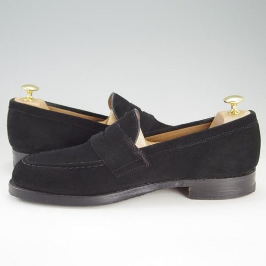 ★(英)チーニー 8.5F【貴重★ブルックスブラザーズ別注/Brooks Brothers】5203ラスト/コインローファー/スエード/黒/メンズ/CHEANEY★f304