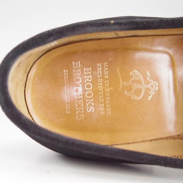 ★(英)チーニー 8.5F【貴重★ブルックスブラザーズ別注/Brooks Brothers】5203ラスト/コインローファー/スエード/黒/メンズ/CHEANEY★f304