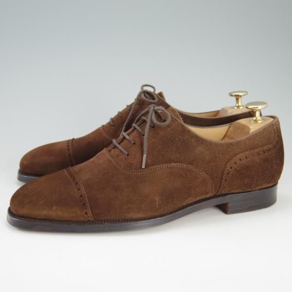 極美品★クロケット&ジョーンズ 6.5E【★パンチドキャップトゥ/FAIRFORD】スエード/茶/メンズ/Crockett&Jones★f308