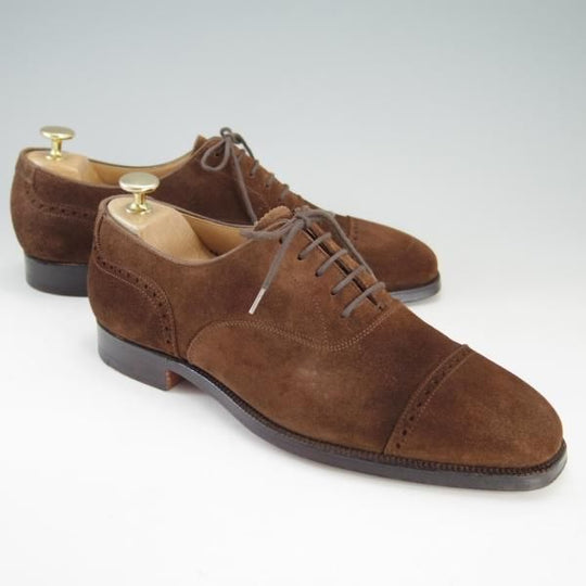 極美品★クロケット&ジョーンズ 6.5E【★パンチドキャップトゥ/FAIRFORD】スエード/茶/メンズ/Crockett&Jones★f308