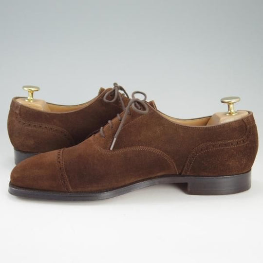 極美品★クロケット&ジョーンズ 6.5E【★パンチドキャップトゥ/FAIRFORD】スエード/茶/メンズ/Crockett&Jones★f308