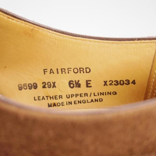 極美品★クロケット&ジョーンズ 6.5E【★パンチドキャップトゥ/FAIRFORD】スエード/茶/メンズ/Crockett&Jones★f308