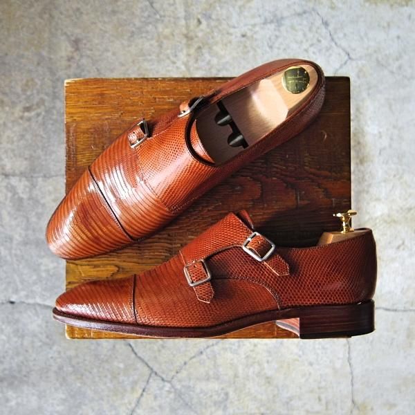 極上★(スペイン製)CARMINA/カルミナ SIZE 7【高額★リザード革仕様/トレーディングポスト別注】10003/ダブルモンク/Trading Post★f310