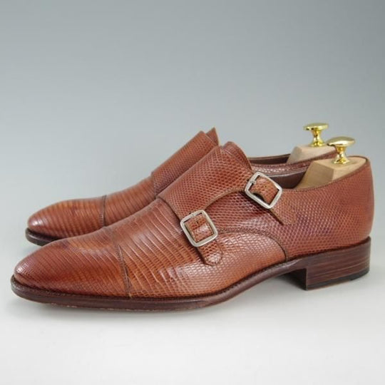 極上★(スペイン製)CARMINA/カルミナ SIZE 7【高額★リザード革仕様/トレーディングポスト別注】10003/ダブルモンク/Trading Post★f310