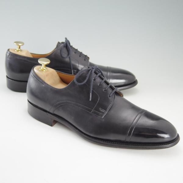 極美品★ジョンロブ UK6.5〜7程度【貴重★エルメス別注/HERMES】JUD/H103/ストレートチップ/ミュージアムカーフ/黒/JOHN LOBB★f311