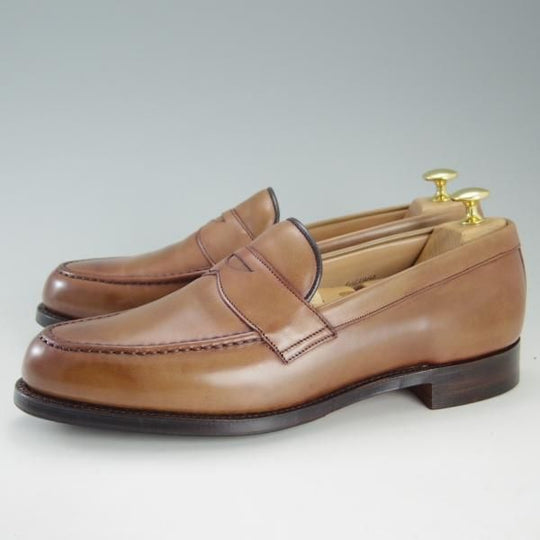 ほぼ試着程度★(英)チーニー 9F【定価￥74,800-★HUDSON/ハドソン/コインローファー】5203ラスト/カーフ/CONKER/薄茶/CHEANEY★f317