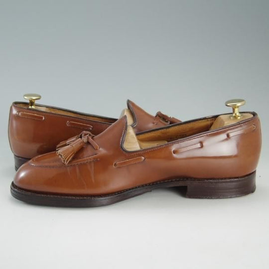 極上★チャーチ 75F/UK7.5【旧チャーチ★ブックバインダーカーフ/KEATS】3都市ロゴ/93ラスト/タッセルローファー/茶/Church's★f319