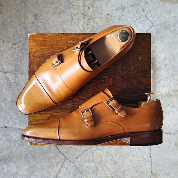 極上★(スペイン製)YANKO/ヤンコ SIZE 7【グッドイヤーウェルテッド製法★ダブルモンク/14453】カーフ/薄茶/メンズ★f323