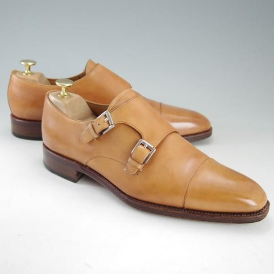 極上★(スペイン製)YANKO/ヤンコ SIZE 7【グッドイヤーウェルテッド製法★ダブルモンク/14453】カーフ/薄茶/メンズ★f323