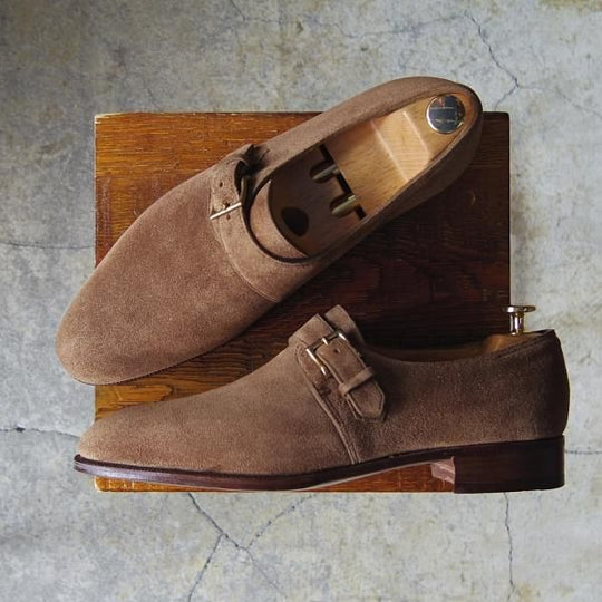 ★ジョンロブ 8.5E【貴重★MATTA/8695ラスト】マッタ/モンクストラップ/スエード/薄茶/メンズ/JOHN LOBB★f326