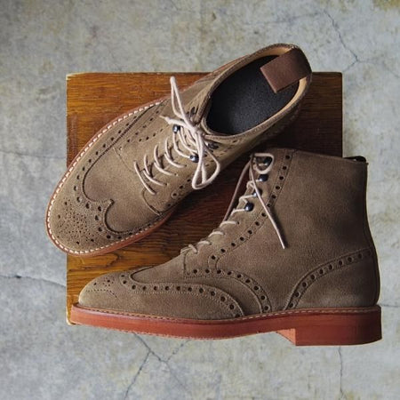 極美品★クロケット&ジョーンズ 5.5E【モデル定価￥96,800-★スカイ/SKYE】335ラスト/ブーツ/スエード/薄茶/メンズ/Crockett&Jones★f331