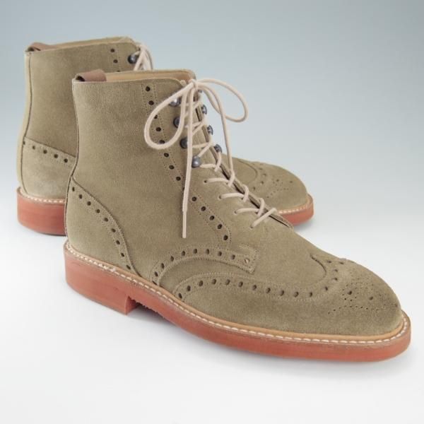 極美品★クロケット&ジョーンズ 5.5E【モデル定価￥96,800-★スカイ/SKYE】335ラスト/ブーツ/スエード/薄茶/メンズ/Crockett&Jones★f331