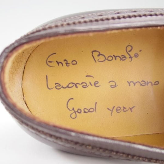 ほぼ未使用★(伊)エンツォ・ボナフェ UK7.5〜8のワイズB〜Cの方向け【定価￥115,500-★ハンドソーンウェルテッド製法/九分仕立て】タッセルローファー/Enzo Bonafe★f339