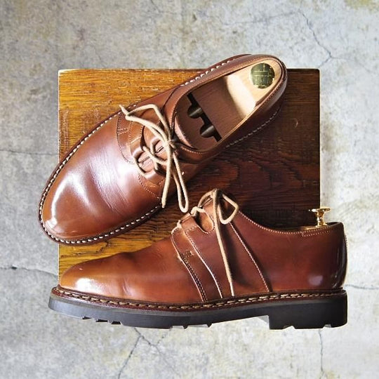 ★ジョンロブ UK7程度【貴重★PARISロゴ時代の製品/コテージライン】URANUS/プレーントゥ/カーフ/茶/メンズ/旧ロゴ/JOHN LOBB★f341